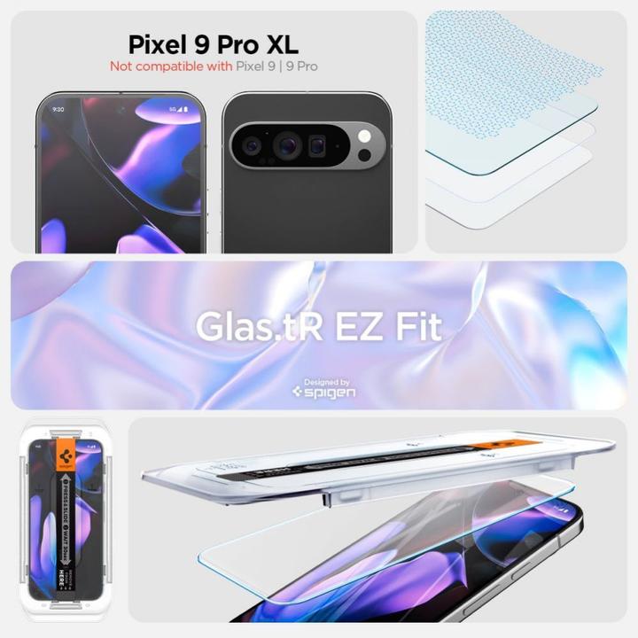 Actual product image Spigen EZ Fit Tempered Glass Clear Screen Protector Google Pixel 9 Pro XL 2-Pack (2 Piece, Google Pixel 9 Pro XL)