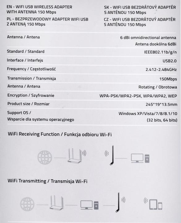 Actual product image Qoltec 57001 Network card WLAN (USB)