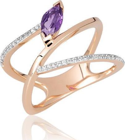 Produktbild Breuning RING - E.AMETHYST/Brill. 0,18 Ct. H/si (49, 750/18 K Gold)