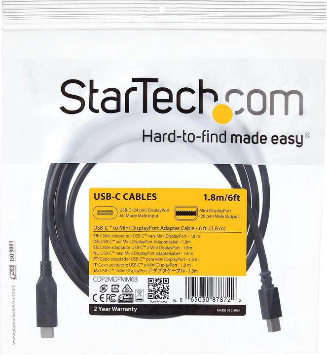 Actual product image StarTech USB Typ C — Mini DisplayPort (1.80 m, DisplayPort)