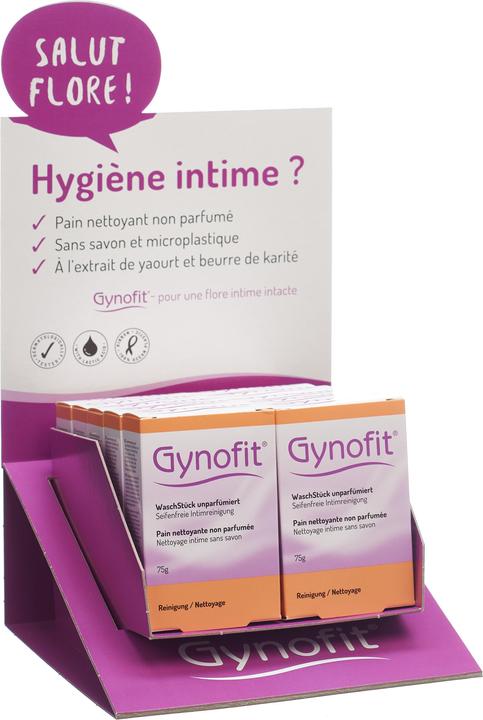 Gynofit Thekendisplay Waschstück unparfümiert 10 Stück deutsch/französisch (10980 ml, Intimwaschlotion)