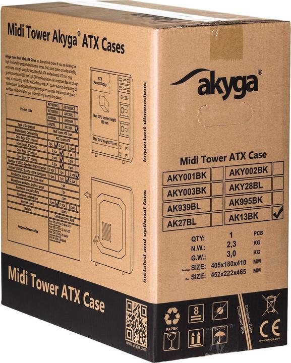 Actual product image Akyga AK13BK - Micro Tower - PC - Acrylonitrile Butadiene Styrene (ABS) - Galvanized S (ATX, mATX, Mini-ITX, Flex ATX)