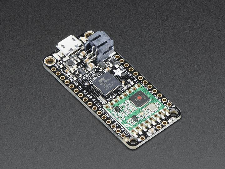 Actual product image Adafruit Feather 32u4 with RFM69HCW Packet Radio 433MHz (Microcontroller)