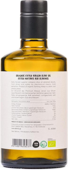 Actual product image Delinio High Polyphenol Olive Oil Organic, 500 ml (500 ml)
