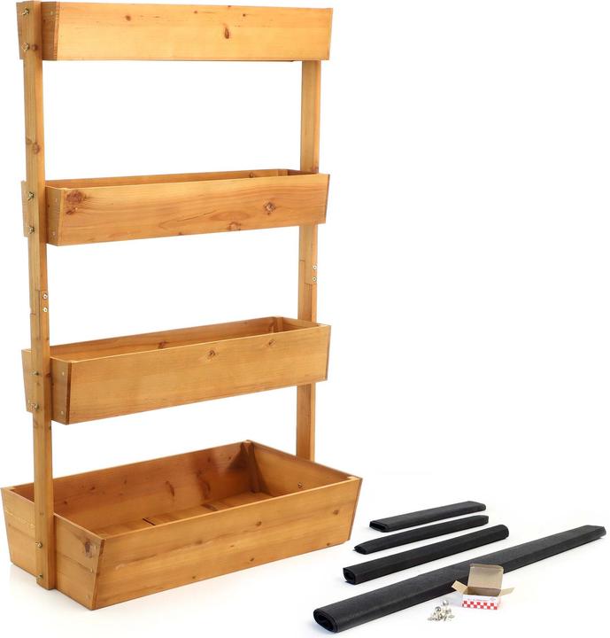Image du produit Toboli Plante-bande surélevée 4 Bacs à fleurs Bois Escalier plantes Potager Parterre Balcon Jardin
