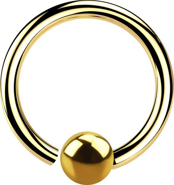 Star Piercing Micro Closure Ring vergoldet mit Kugel einseitig fixiert (Chirurgenstahl 316L)