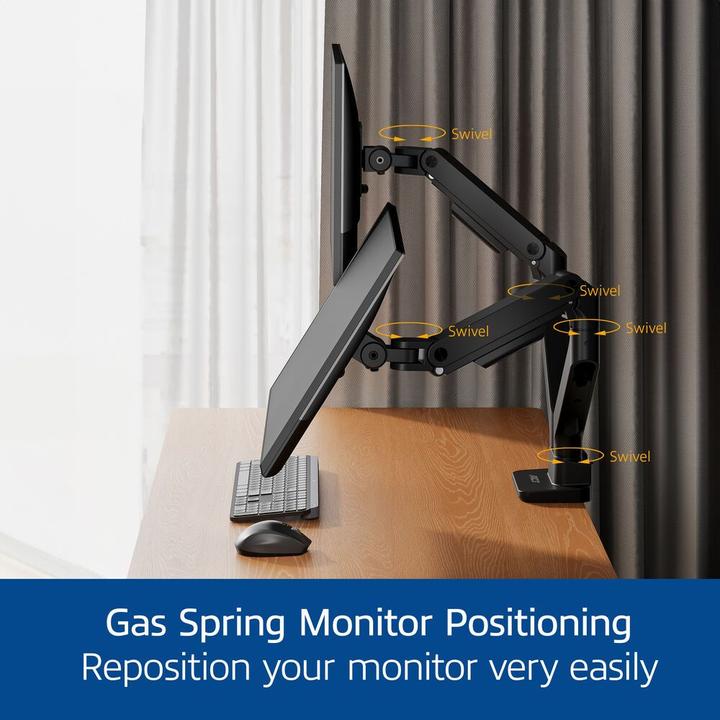 Produktbild Dual monitor arm office premium, with gas spring (Tisch, 35")
