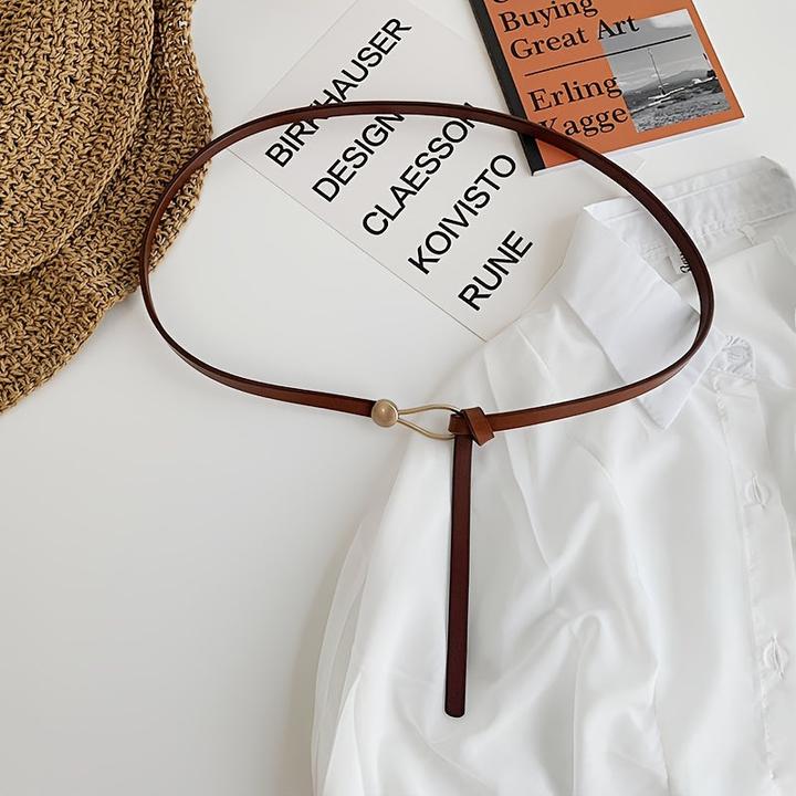 Image du produit Only-Bags.Store Trendiger verknoteter dünner Gürtel Klassischer solider Ledergürtel Freizeitkleid und Mantel