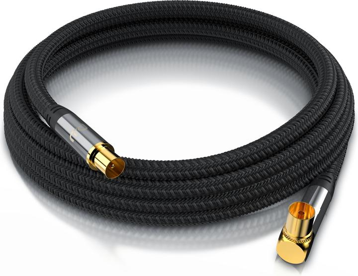 Actual product image Primewire Antenna cable angled with braiding, coaxial cable 75 Ohm HDTV, radio, DVB-T2 TV antenna cable (135 dB, Antenna cable)