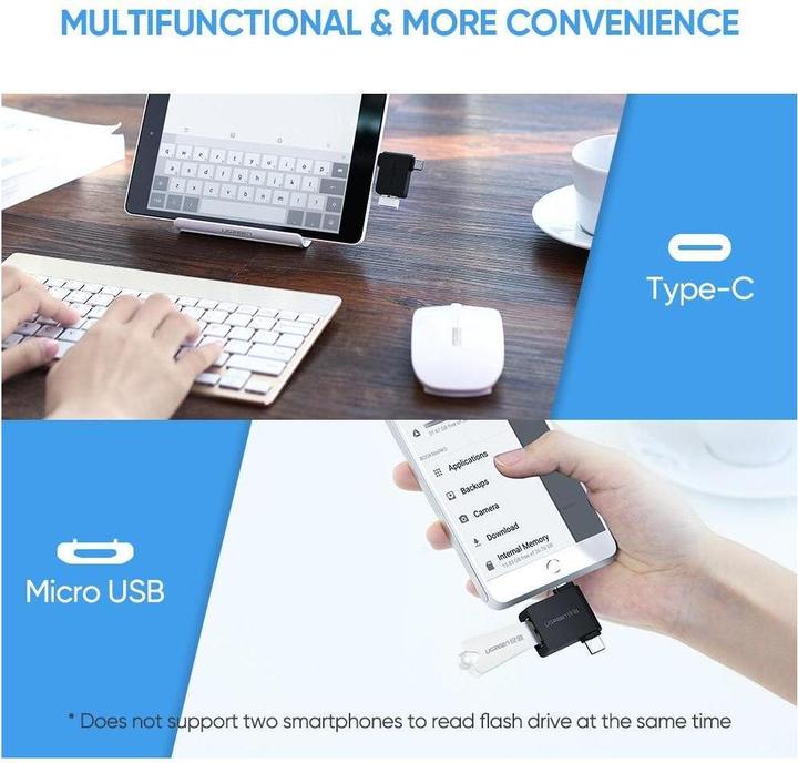 Immagine prodotto Ugreen Adattatore micro USB + USB-C a USB-A 3.0 (USB tipo C, USB-A)