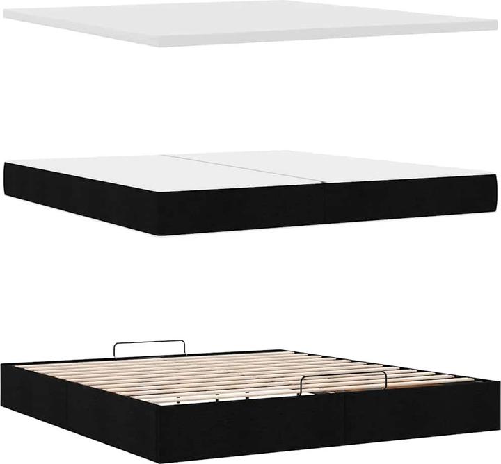 Actual product image VidaXL Ottoman bed with mattresses black 200x200 cm fabric (200 x 200 cm)