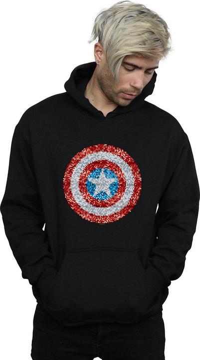 Immagine prodotto Captain America Pixelated Shield Felpa con Cappuccio Uomo (S)