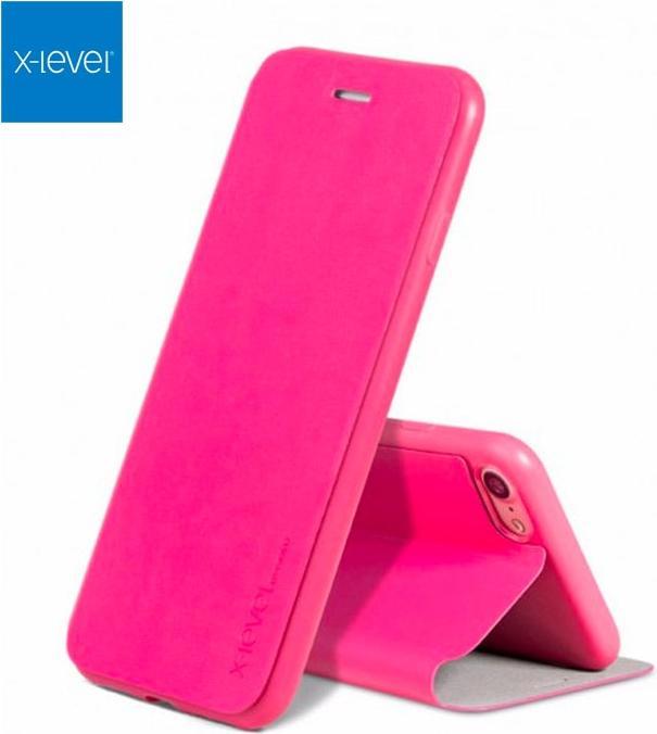Actual product image X-Level iPhone Xr - FIBColor Flip Etui, Kunstleder, 360° Rundumschutz, Pink (Apple iPhone XR)