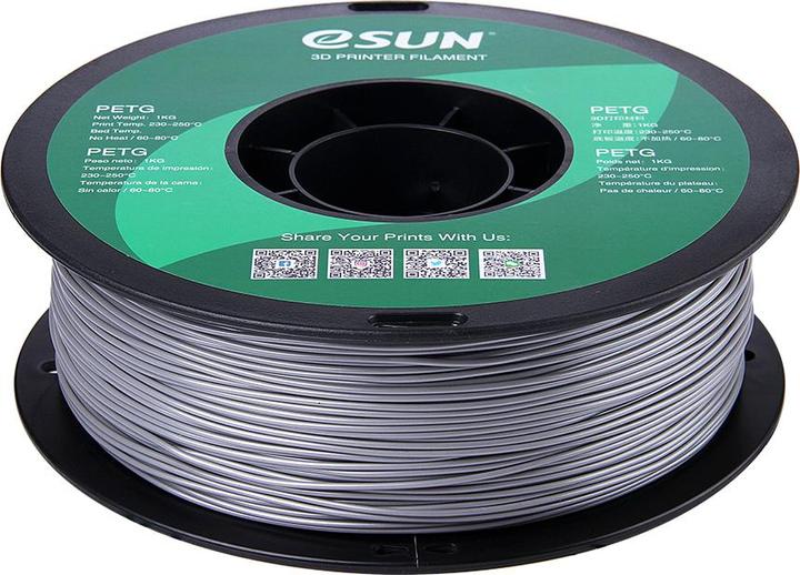 Immagine prodotto eSUN Filamento 3D PETG 1,75 mm argento massiccio 1 kg (PETG, 1.75 mm, 1000 g, Grigio)