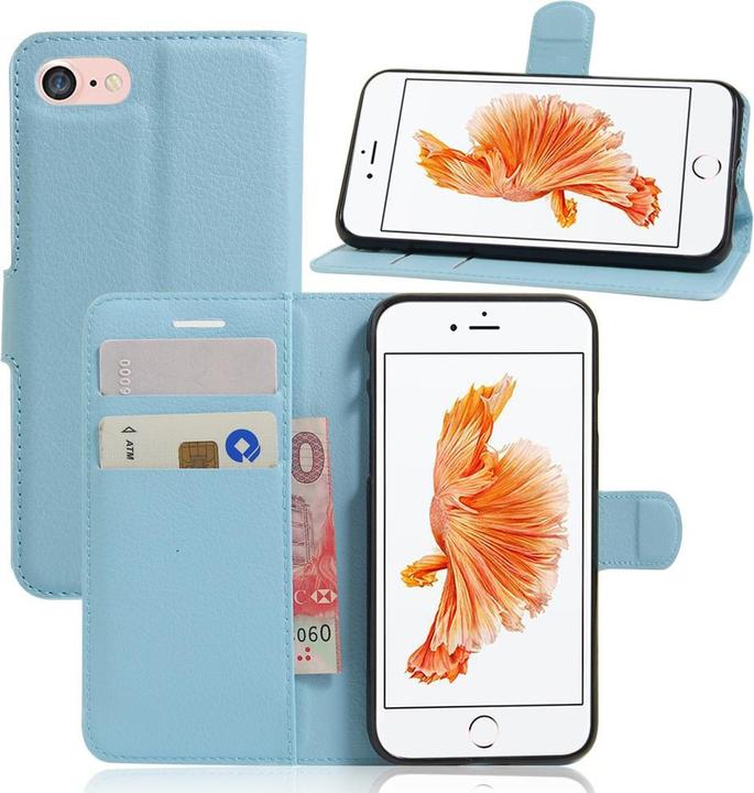 Image du produit Cover-Discount iPhone 8 / 7 - étui en cuir Etui cartes compartiments bleu clair (Apple iPhone SE, Apple iPhone 8, Apple iPhone 7)