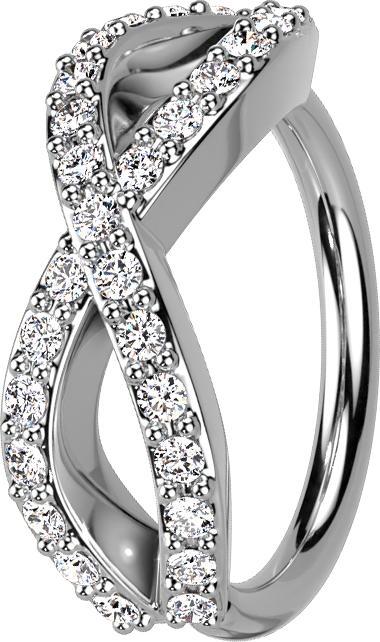 Star Piercing Micro Piercing Ring silber Unendlich mit Kristallen (Messing)