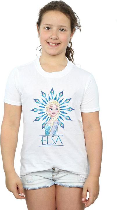 Actual product image Disney Girls Frozen Elsa Snowflake Cotton T-Shirt (128)