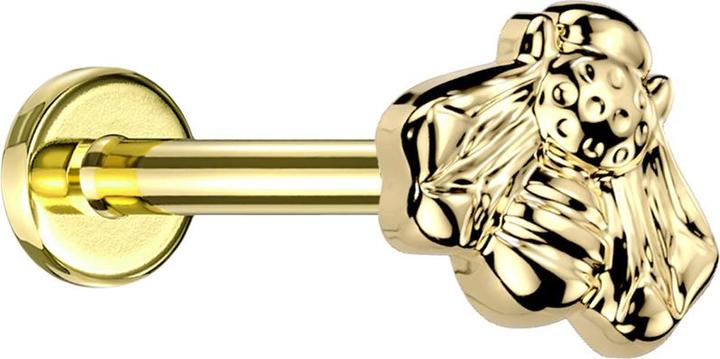 Star Piercing Micro Labret Innengewinde vergoldet Biene vergoldet (ohne Messing, Titan G23)
