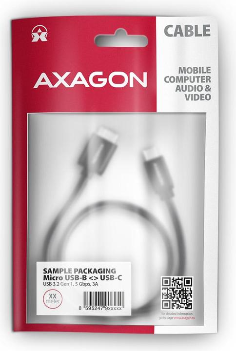 Productafbeelding Axagon BUMM3-CM10AB Kabel Micro-B USB naar USB-C 3.2 Gen 1 (1 m, USB 3.2 Gen 1)