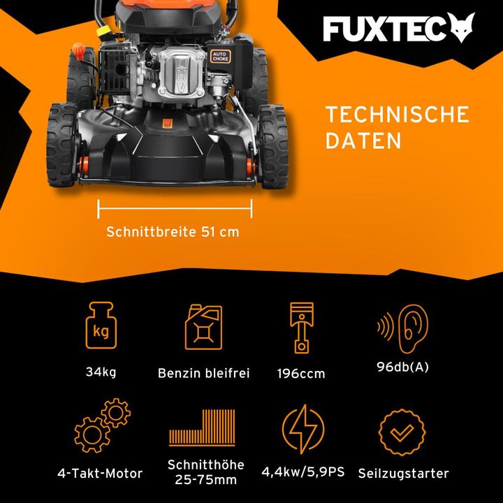 Actual product image Fuxtec Petrol lawn mower FX-RM51SA96 Mulching mower with drive (Petrol)