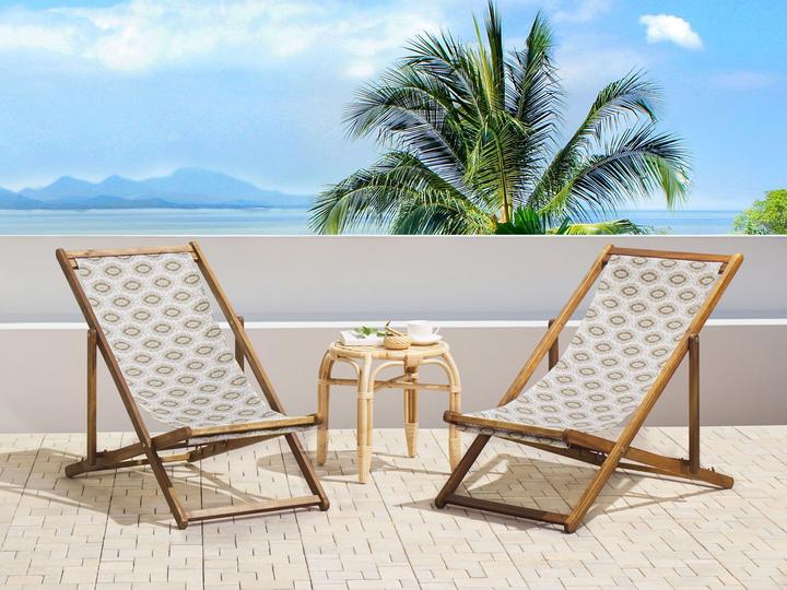 Immagine prodotto Beliani Set di 2 fodere in tessuto per lettini da giardino ANZIO / AVELLINO con motivo boho sabbia beige