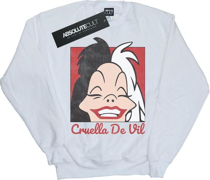 Actual product image Disney Mens Cruella De Vil Cropped Head Sweatshirt (L)