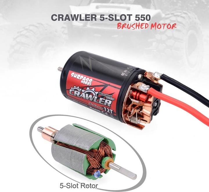 Actual product image Surpass Hobby SURPASS 550 Brushed skewed armature 5 slot 10T 18500 RPM for Crawler