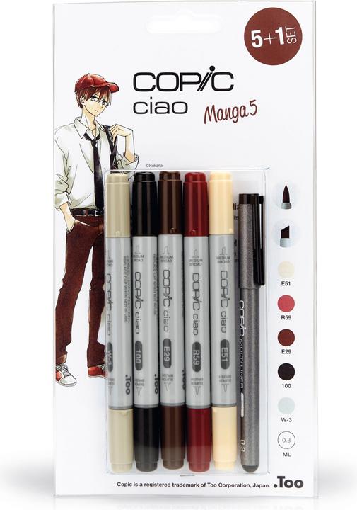 Produktbild Copic Manga 5 (Grau, 3 mm, 6 x)