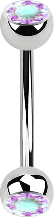 Produktbild Star Piercing Micro Banane silber mit zwei Kugeln Kristall multicolor (Chirurgenstahl 316L)