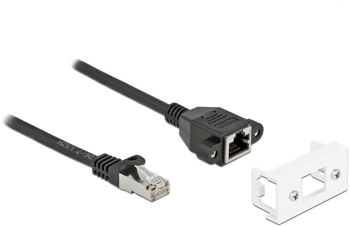 Delock Network extension cable for Easy 45 module S/FTP RJ45 male to RJ45 female Cat.6A 50 cm black (S/FTP, CAT6a, 0.50 m)