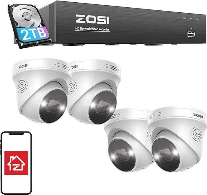 Image du produit Zosi Caméra IP C225 4 pcs WiFi 5MP + NVR 8ch + 2TB HDD (3840 x 2160 pixels)