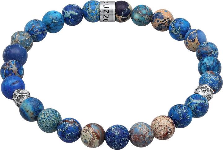 Produktbild Kuzzoi Armband Herren Achat Perlen Blau Beads 925 Silber (19 cm, Plastik, 925er Sterling Silber, Achat)