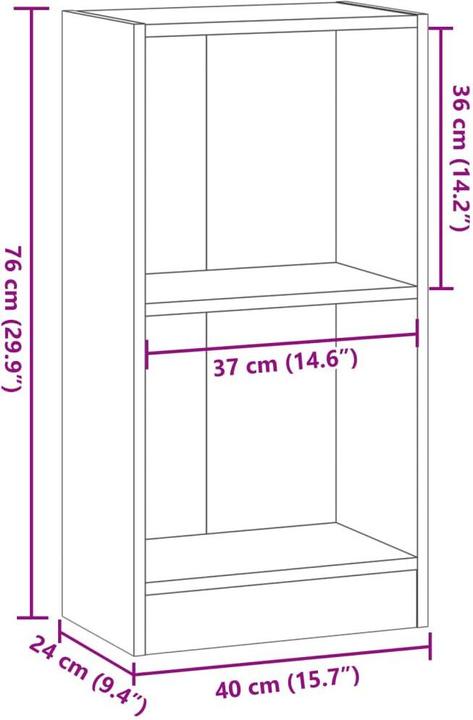 Immagine prodotto VidaXL Bücherregal Regal Standregal Büroregal Aktenregal Braun Eichen-Optik (40 x 24 x 76 cm)