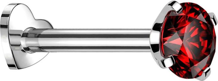 Star Piercing Micro Labret Herz Innengewinde silber Kristall rot gefasst (ohne Messing, Titan G23)