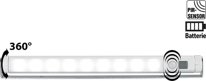 Image du produit Lunartec Rampe lumineuse orientable, détecteur de mouvement, 9 LED SMD blanc lumière du jour