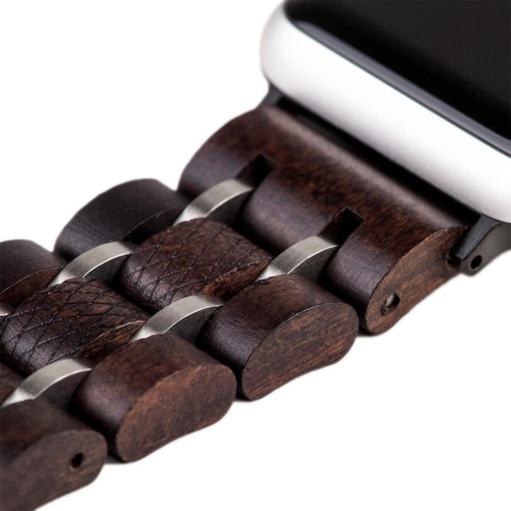 Produktbild Natura Punto Holzarmband für Apple Watch aus Ebenholz, dunkelbraun, mit Edelstahl (Ebenholz)