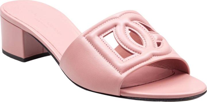 Produktbild Dolce & Gabbana pink leather mule with dg logo (39)