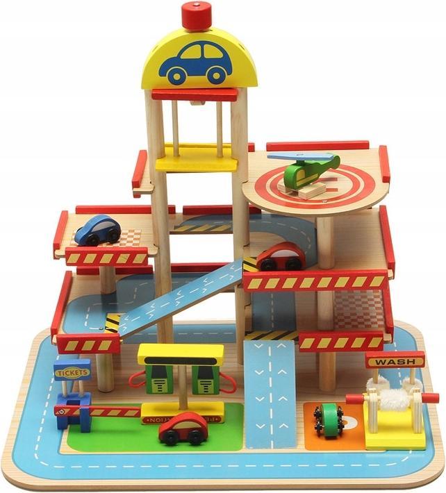 Actual product image Kruzzel Garage with parking spaces - wood