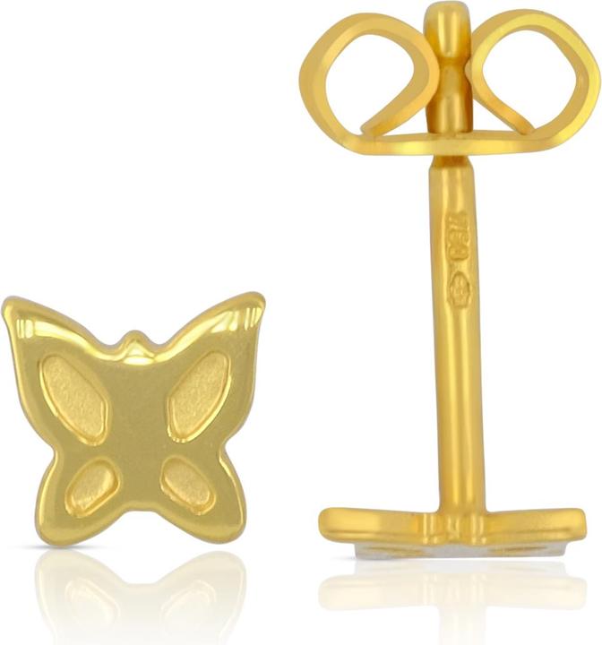 Muau Stud earrings butterfly yellow gold 750, 5mm (750/18 K Gold)