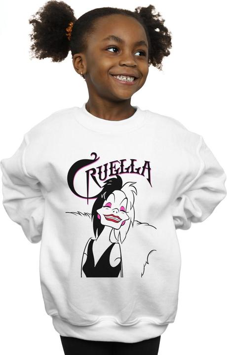 Actual product image Disney Girls Cruella De Vil Evil Smile Sweatshirt (140, 146)