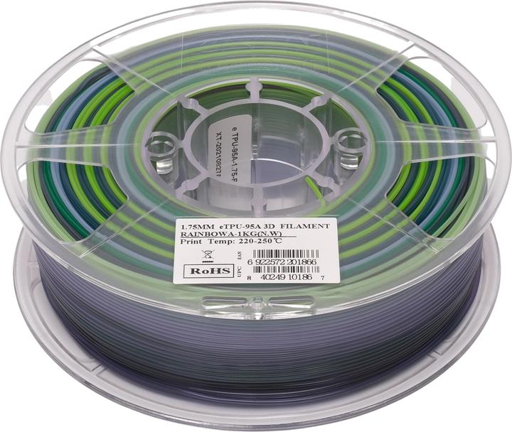 Actual product image eSUN TPU-95A Rainbow Elastic Filament 1.75mm 1Kg (1.75 mm, 1000 g, Multicoloured)