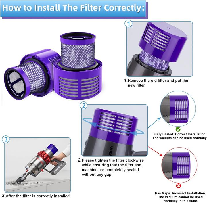 Image du produit Plutoos V10 Filter für Dyson 4 Stück Ersatzfilter für Dyson V10 SV12 Cyclone Animal Absolute Akku Staubsauge