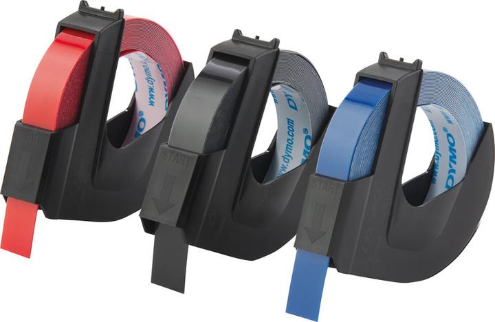 Dymo Embossing tape 3D (0.90 cm, Rood, Blauw, Zwart)