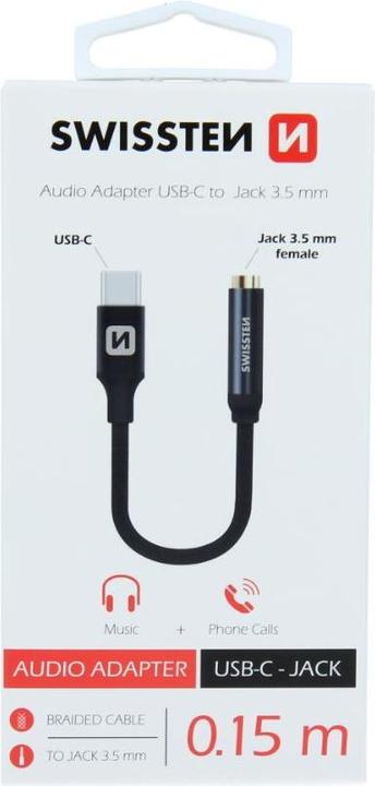 Swissten Audio adapter textile USB-C/Jack (female) 0.15 M (USB Type C)