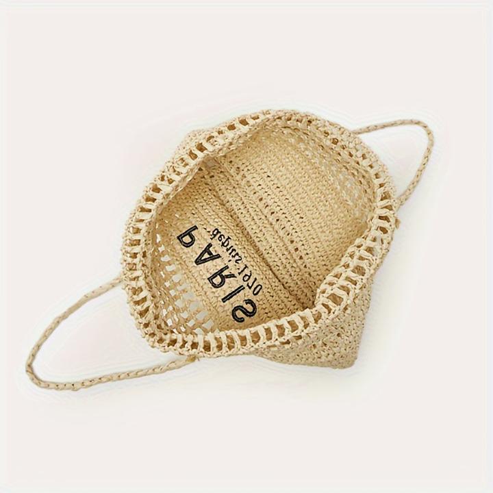 Immagine prodotto Only-Bags.Store Borsa della spesa in paglia intrecciata, borsa a tracolla con lettera ricamata alla moda, borsa da
