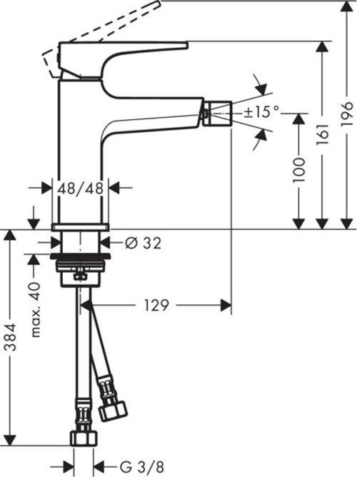 Immagine prodotto hansgrohe Miscelatore per bidet METROPOL, con scarico push-open, nero opaco