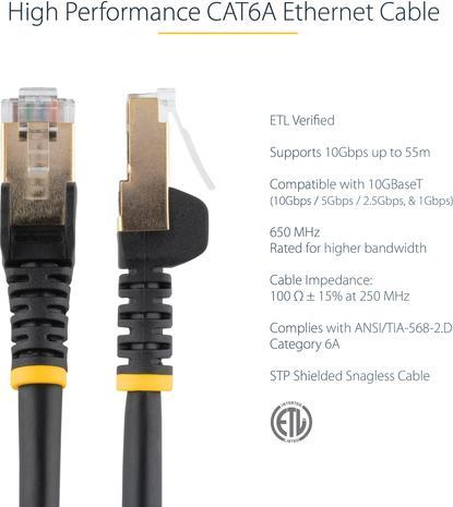 Image du produit StarTech .com 6ASPAT7MBK Câble patch CAT6a (7 m, noir, connecteur RJ45 Snagless, câble CAT6a STP, cuivre) (S/UTP, CAT6a, 7 m)