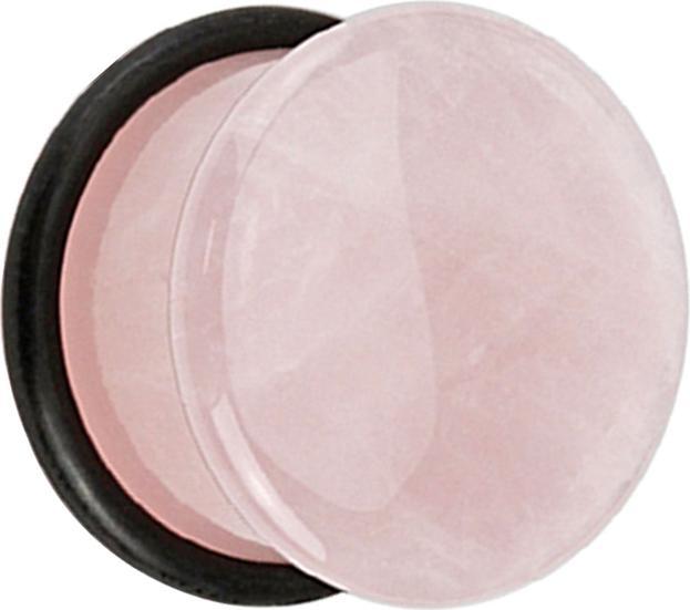 Star Piercing Flared Plug aus Rosequarz Stein mit O-Ring (ohne Messing, Mineralisch)