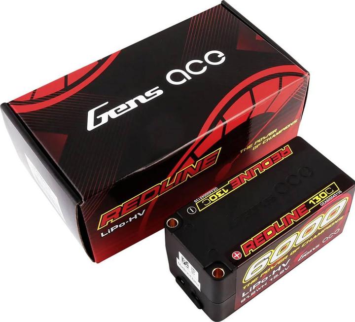 Actual product image Gens Ace Redline Series 6000mAh 15.2V 130C 4S2P HardCase 69 HV LiPo Battery (15.20 V, 6000 mAh)