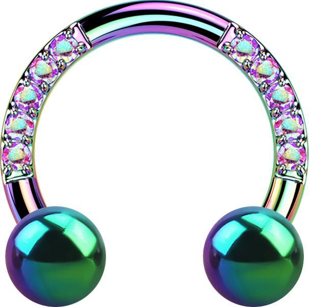 Image du produit Star Piercing Micro Circular Barbell couleurs cristaux avec deux boules (Titane G23, sans laiton)
